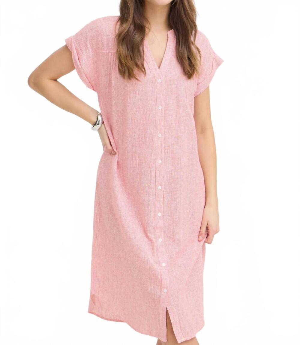 NEW B.YOUNG button down cuffed sleeve linen dress in lava